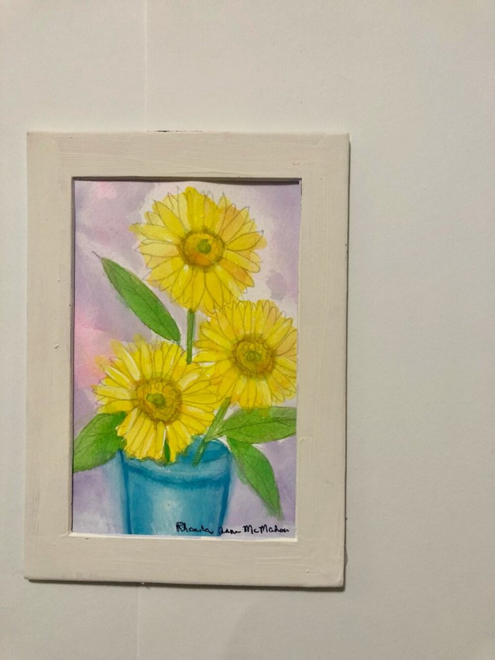 Summer Sunflowers in Vase Watercolor Painting - Picture 5 of 5